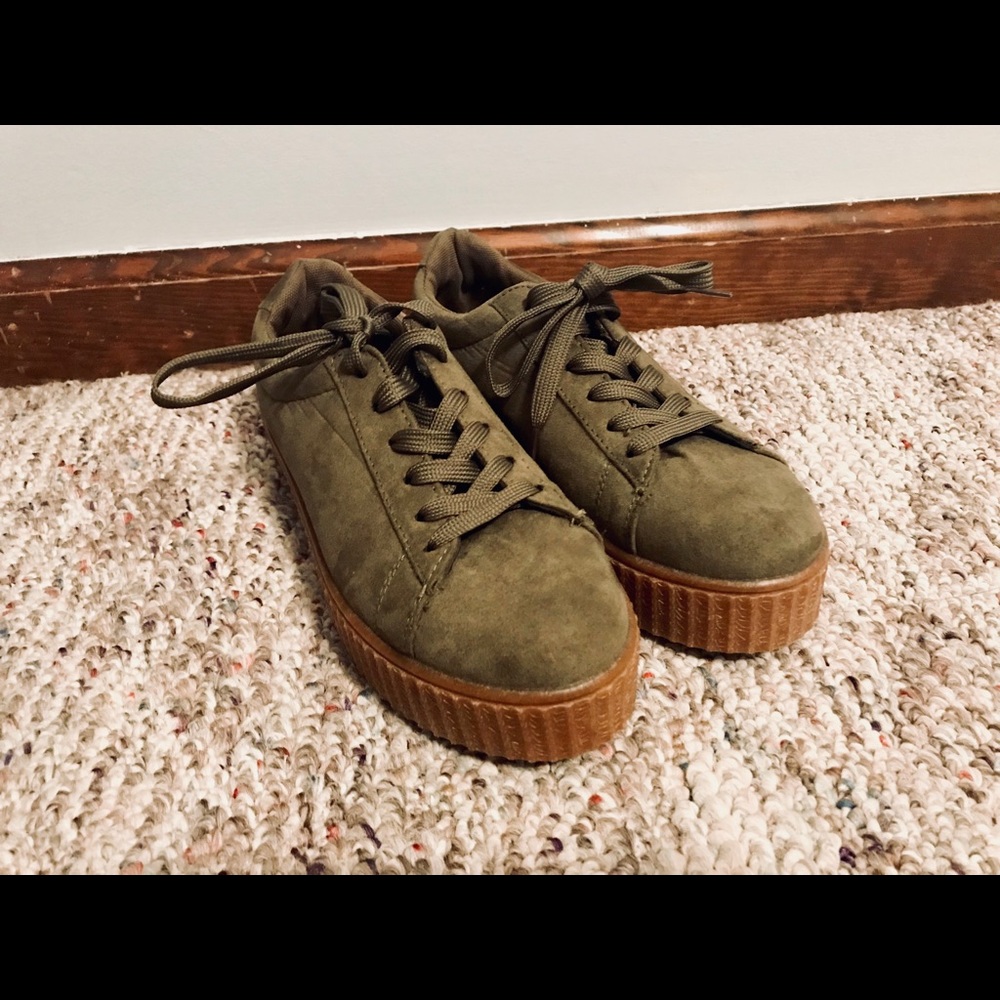 Army green sneakers